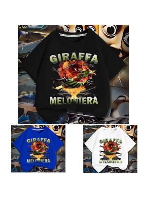 Maglia Brainrot T-shirt Manica Corta Cotone Giraffa Meloniera Meme GIRAFFA01